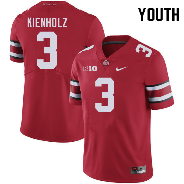 Youth #3 Lincoln Kienholz Ohio State Buckeyes College Football Jerseys Stitched-Red